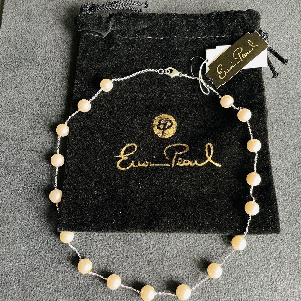 Vintage Erwin Pearl Sterling Silver Beaded Faux Pearl Necklace
